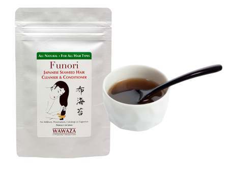 Funori seaweed hair cleanser and conditioner pack mixed with water