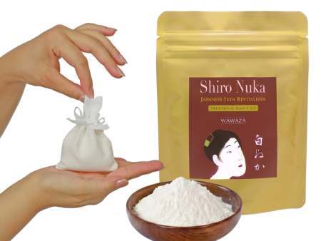 Shiro nuka rice bran powder with cotton sash bag